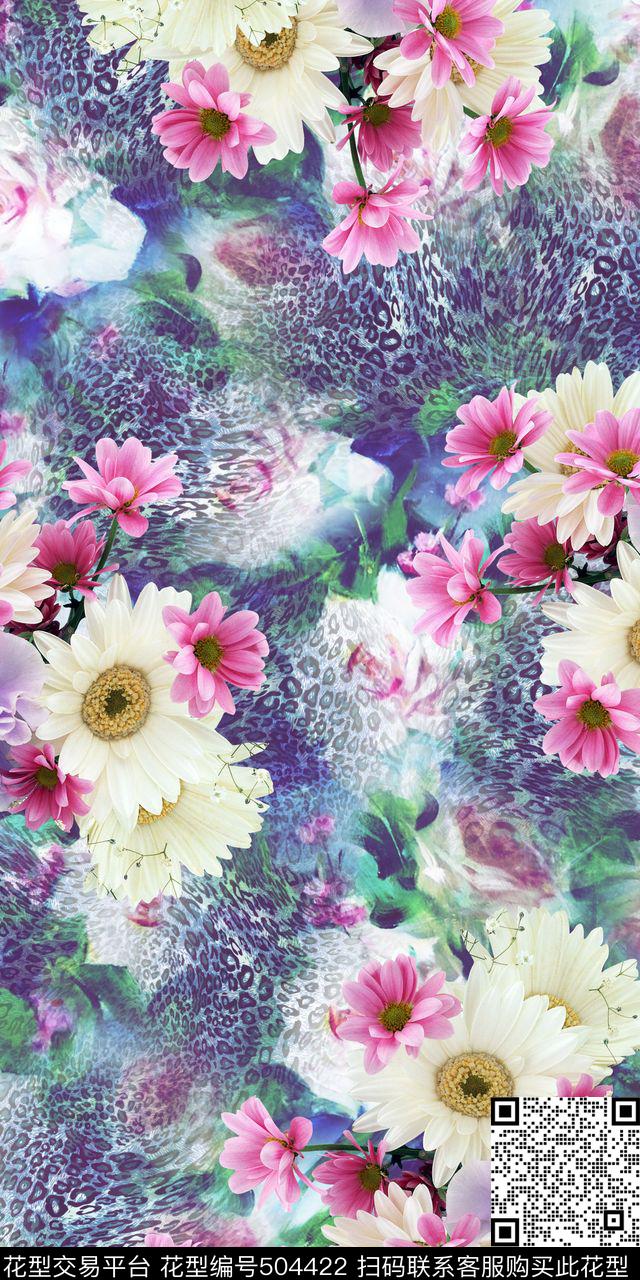 流行时尚清新花卉豹纹数码数码印花华亿平台下载（图片编号: 504422） - 瓦栏（Walan）
