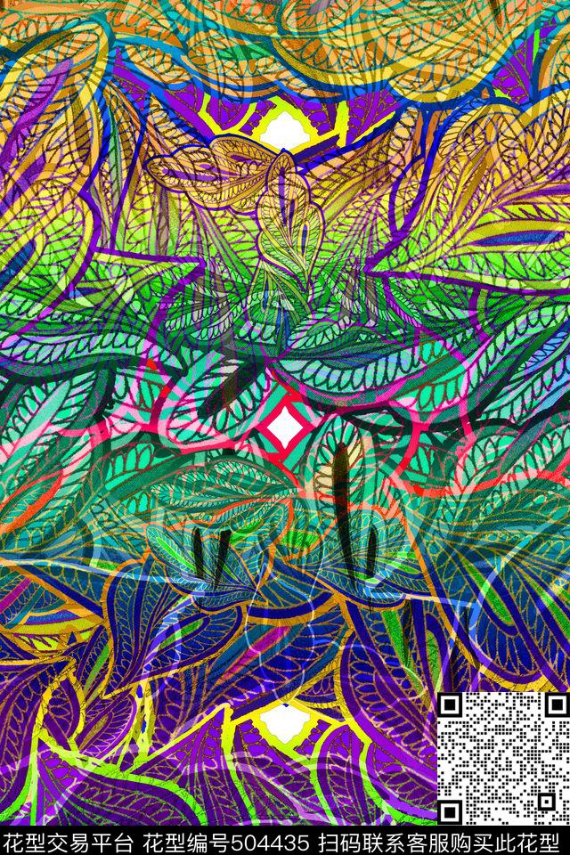 宫廷风图案几何休闲七彩色彩混搭数码印花华亿平台下载（图片编号: 504435） - 瓦栏（Walan）