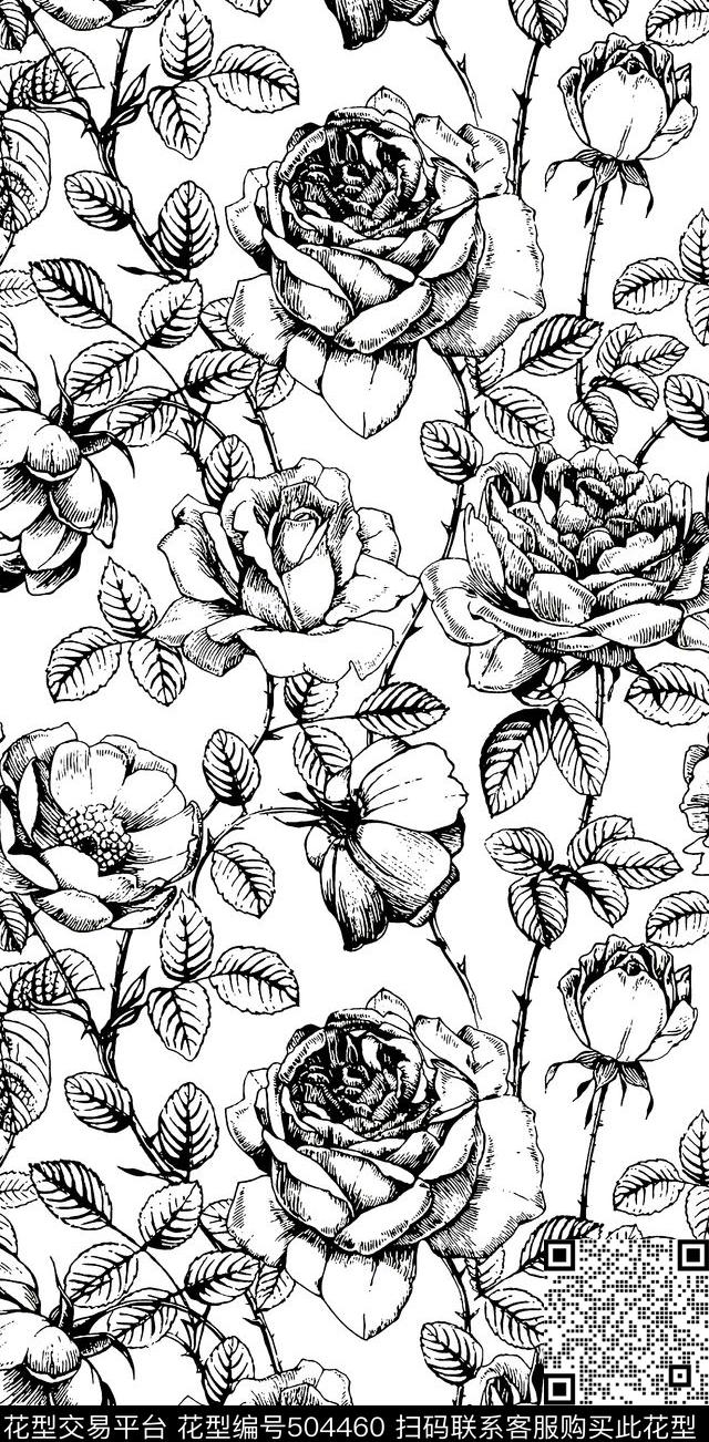 花卉女装沙发布传统印花华亿平台下载（图片编号: 504460） - 瓦栏（Walan）