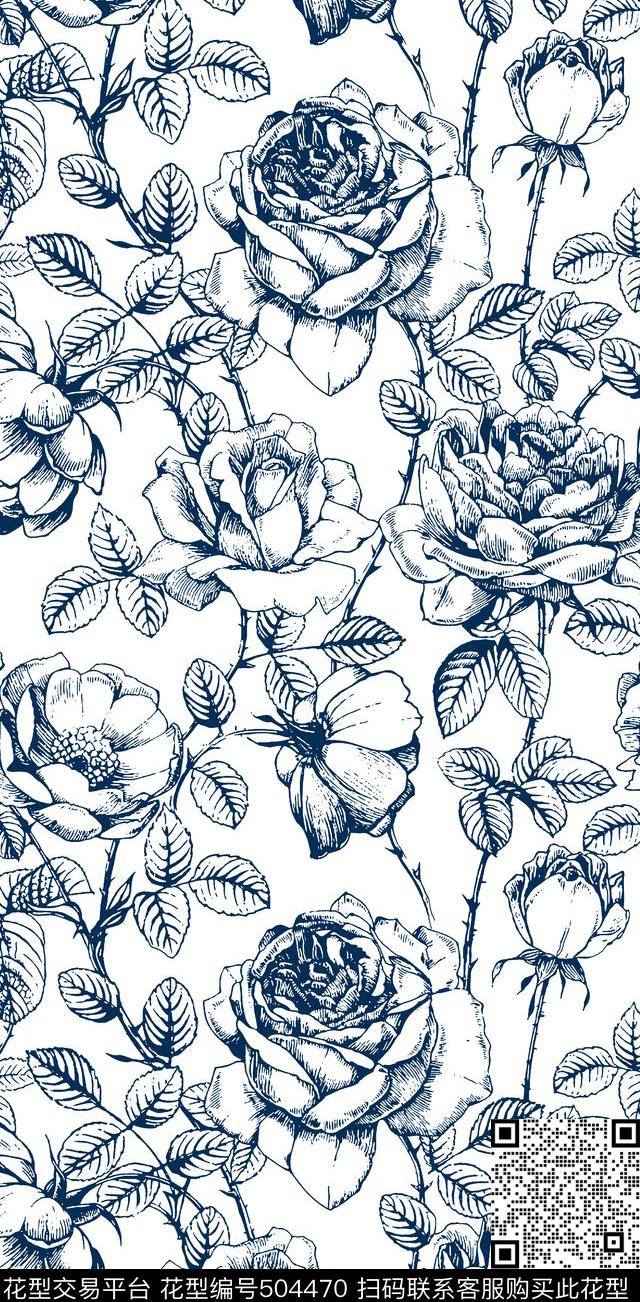 花卉女装沙发布传统印花华亿平台下载（图片编号: 504470） - 瓦栏（Walan）