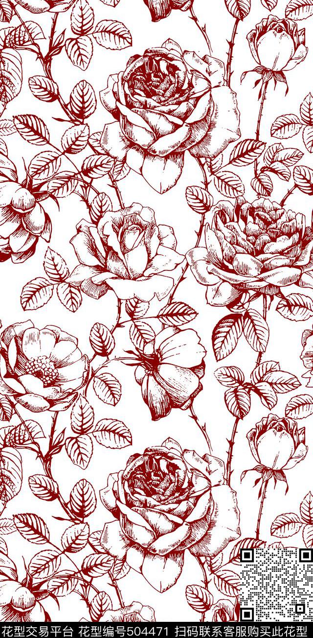 花卉女装沙发布传统印花华亿平台下载（图片编号: 504471） - 瓦栏（Walan）