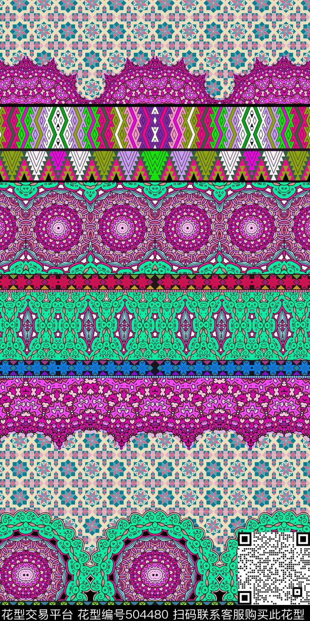 部落花纹民族风女装传统印花华亿平台下载（图片编号: 504480） - 瓦栏（Walan）