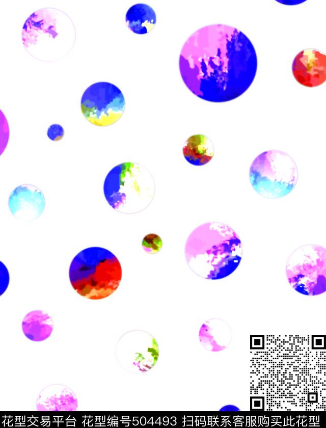 彩色圆时尚潮流休闲数码印花华亿平台下载（图片编号: 504493） - 瓦栏（Walan）