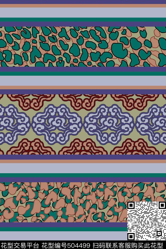 复古几何条纹传统印花华亿平台下载（图片编号: 504499） - 瓦栏（Walan）
