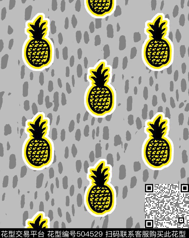 菠萝抽象点传统印花华亿平台下载（图片编号: 504529） - 瓦栏（Walan）