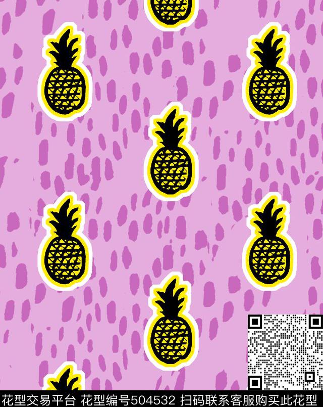 菠萝抽象点传统印花华亿平台下载（图片编号: 504532） - 瓦栏（Walan）
