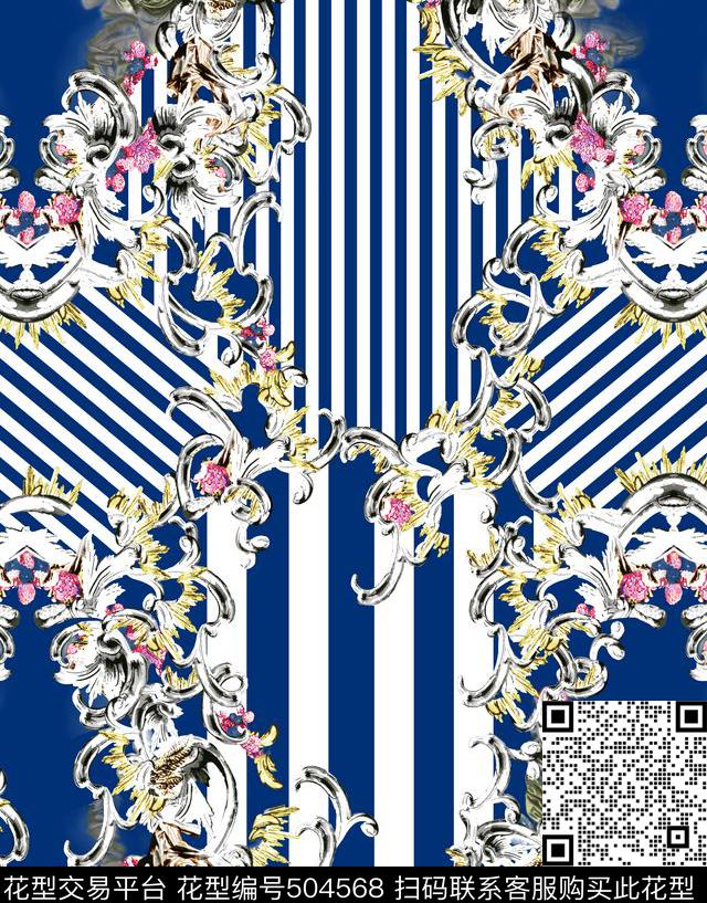 定位面料时尚条纹数码印花华亿平台下载（图片编号: 504568） - 瓦栏（Walan）