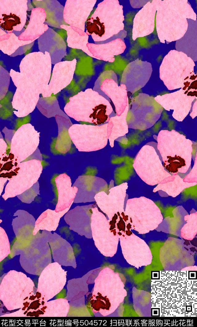 水彩手绘花叶云彩纹底手绘红叶华亿平台数码印花华亿平台下载（图片编号: 504572） - 瓦栏（Walan）