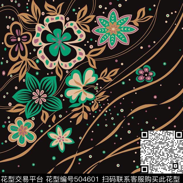 抽象花简约传统印花华亿平台下载（图片编号: 504601） - 瓦栏（Walan）