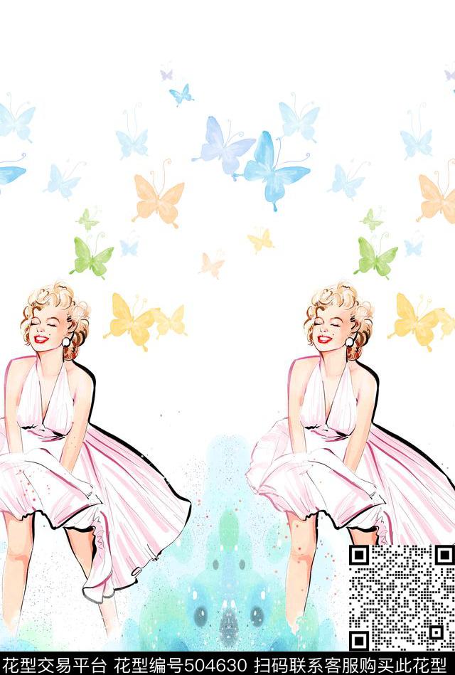 数码定位人物蝴蝶卡通数码印花华亿平台下载（图片编号: 504630） - 瓦栏（Walan）