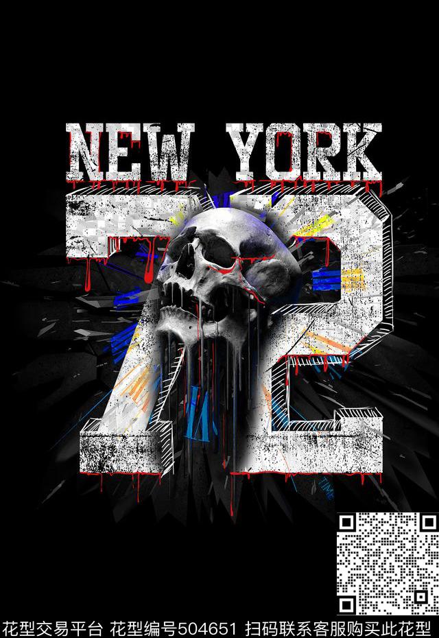 潮流前卫骷髅头立体数字数码印花华亿平台下载（图片编号: 504651） - 瓦栏（Walan）