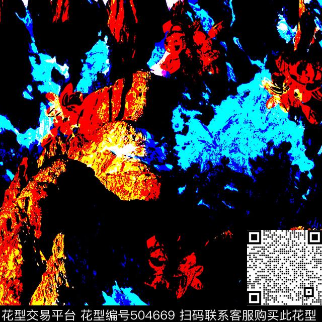 衬衫抽象风景数码印花华亿平台下载（图片编号: 504669） - 瓦栏（Walan）
