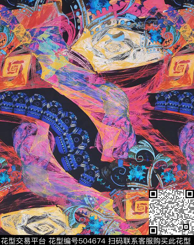 抽象定位面料个性图案数码印花华亿平台下载（图片编号: 504674） - 瓦栏（Walan）