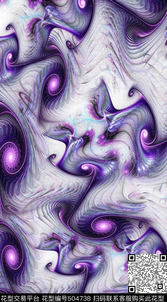 抽象螺旋迷幻数码印花华亿平台下载（图片编号: 504738） - 瓦栏（Walan）