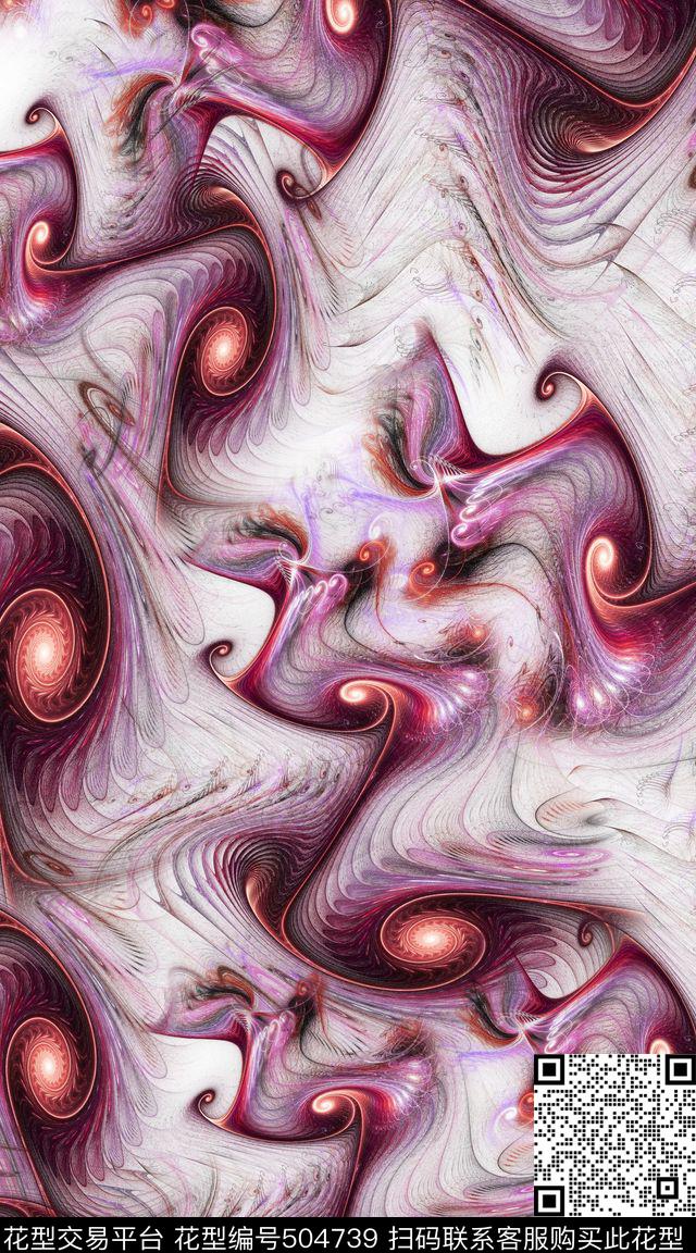 抽象螺旋迷幻数码印花华亿平台下载（图片编号: 504739） - 瓦栏（Walan）