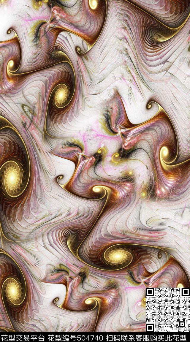 抽象螺旋迷幻数码印花华亿平台下载（图片编号: 504740） - 瓦栏（Walan）