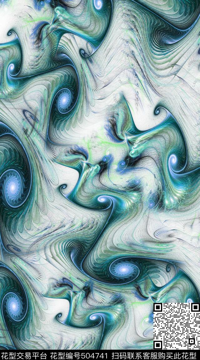 抽象螺旋迷幻数码印花华亿平台下载（图片编号: 504741） - 瓦栏（Walan）