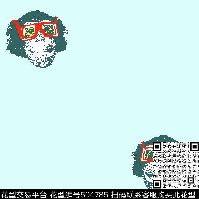 男装衬衫猴头动物传统印花华亿平台下载（图片编号: 504785） - 瓦栏（Walan）
