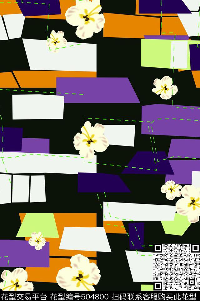 解构拼贴条纹数码印花华亿平台下载（图片编号: 504800） - 瓦栏（Walan）