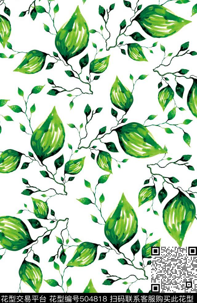 传统印花叶子田园花卉传统印花华亿平台下载（图片编号: 504818） - 瓦栏（Walan）