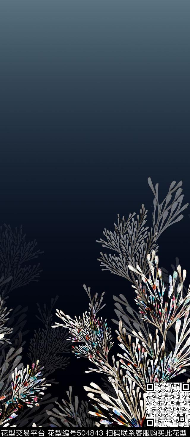 抽象定位树枝数码印花华亿平台下载（图片编号: 504843） - 瓦栏（Walan）