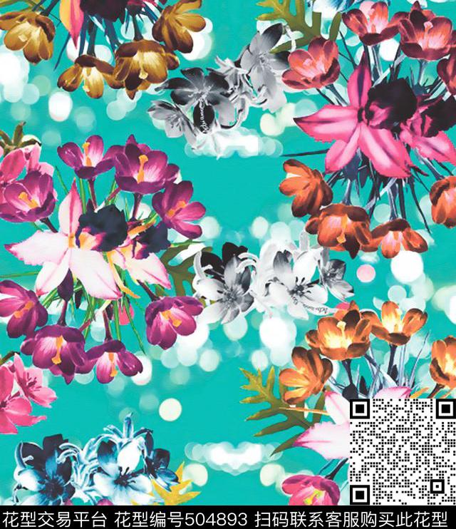 原创花卉优雅数码印花华亿平台下载（图片编号: 504893） - 瓦栏（Walan）