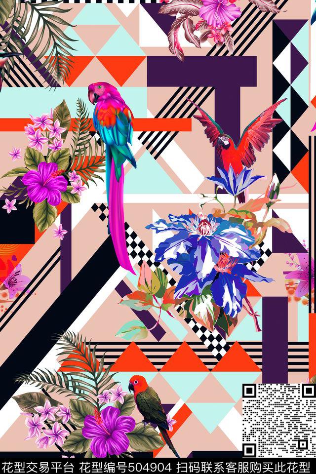 时尚休闲热带数码印花华亿平台下载（图片编号: 504904） - 瓦栏（Walan）