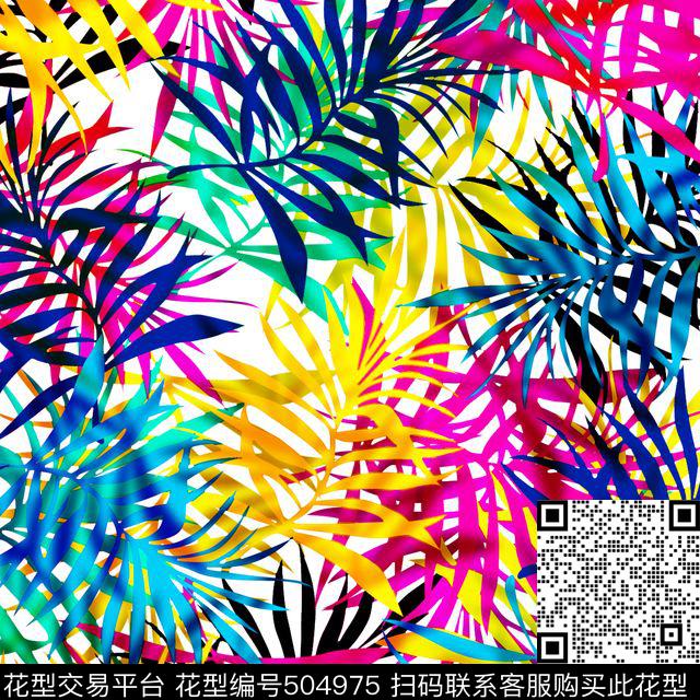 热带植物叶子传统印花华亿平台下载（图片编号: 504975） - 瓦栏（Walan）