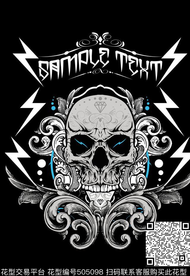潮流时尚定位男装骷髅头数码印花华亿平台下载（图片编号: 505098） - 瓦栏（Walan）