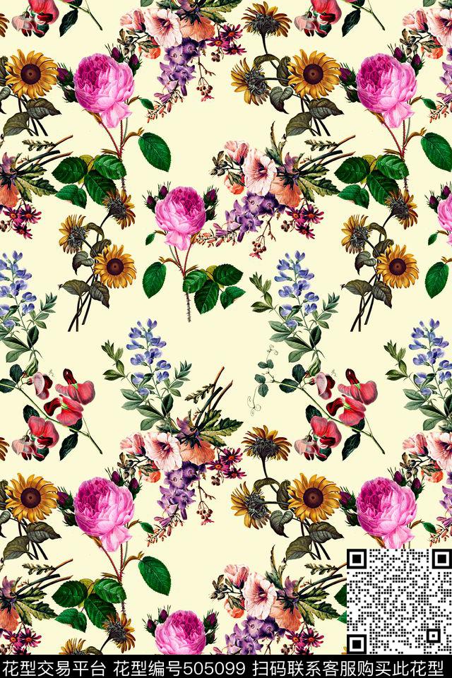 花卉手绘花小花数码印花华亿平台下载（图片编号: 505099） - 瓦栏（Walan）