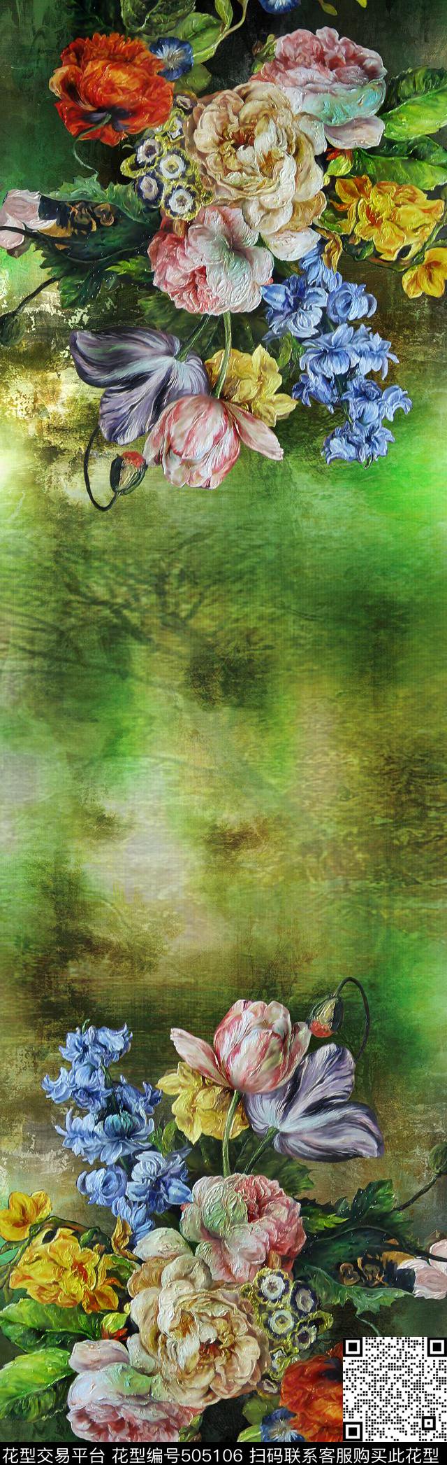 油画油画花围巾华亿平台数码印花华亿平台下载（图片编号: 505106） - 瓦栏（Walan）