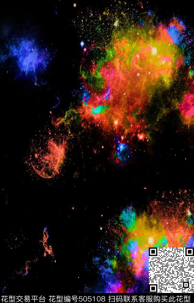 抽象水彩水墨数码印花华亿平台下载（图片编号: 505108） - 瓦栏（Walan）