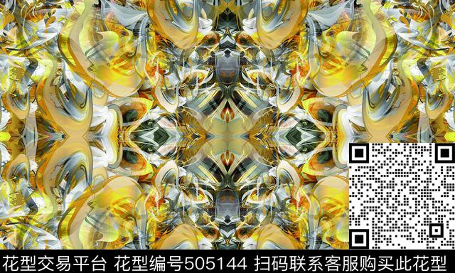 金色金属乱纹数码印花华亿平台下载（图片编号: 505144） - 瓦栏（Walan）