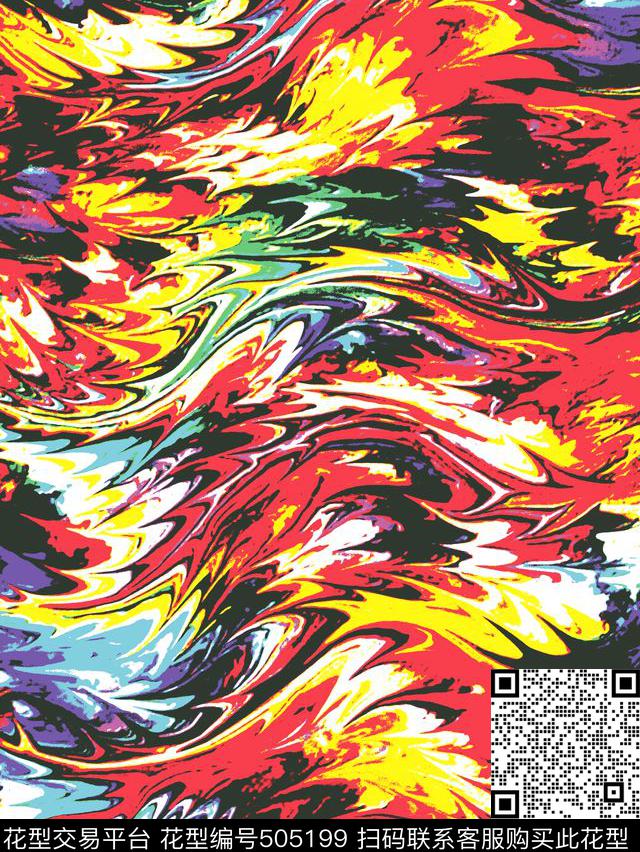 抽象丝巾泳装数码印花华亿平台下载（图片编号: 505199） - 瓦栏（Walan）