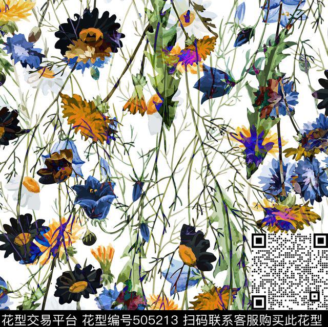 创意手绘五彩数码印花华亿平台下载（图片编号: 505213） - 瓦栏（Walan）