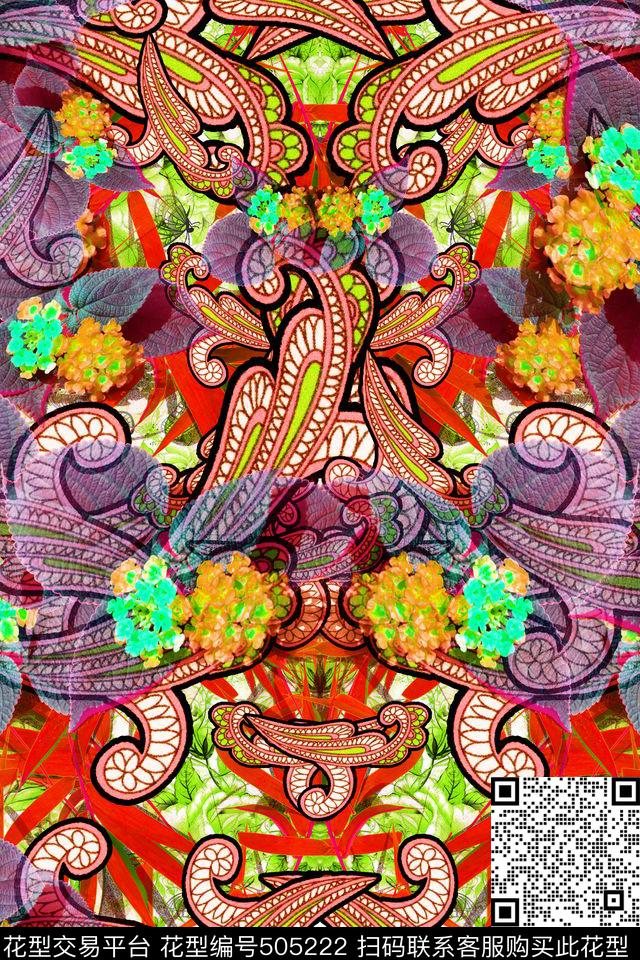 抽象魔幻色块肌理复古休闲怀旧浪漫时尚数码印花华亿平台下载（图片编号: 505222） - 瓦栏（Walan）