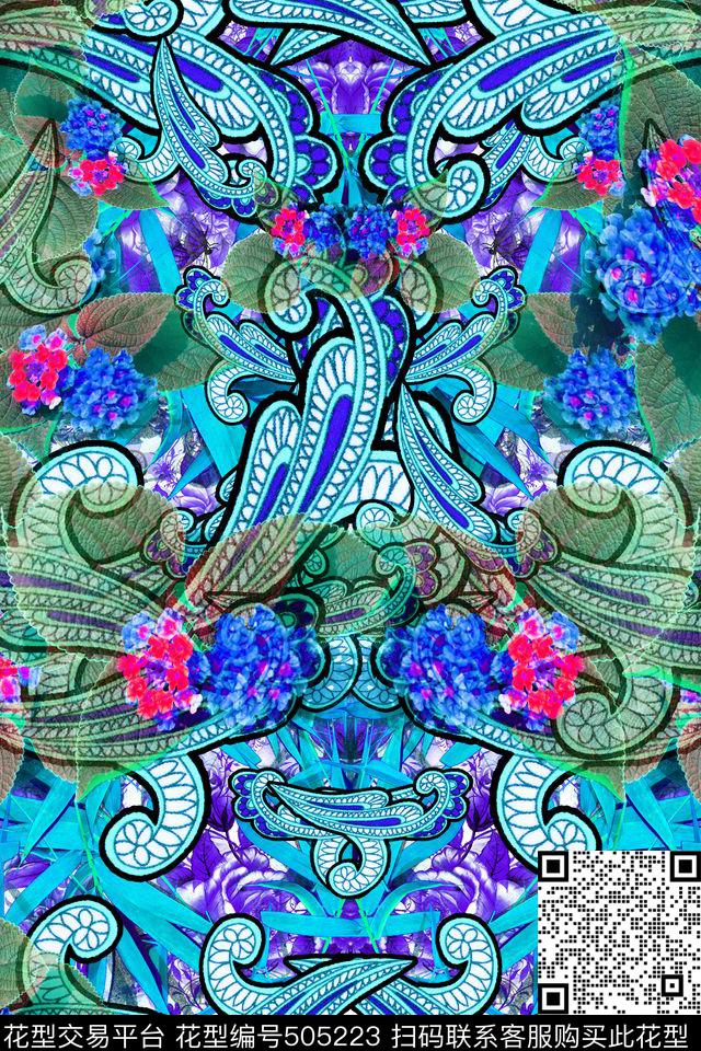 复古休闲怀旧浪漫时尚抽象魔幻色块肌理数码印花华亿平台下载（图片编号: 505223） - 瓦栏（Walan）