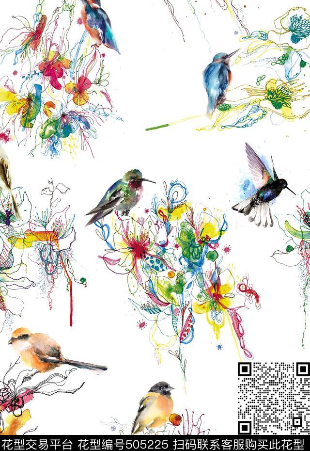 窗帘复古花鸟数码印花华亿平台下载（图片编号: 505225） - 瓦栏（Walan）