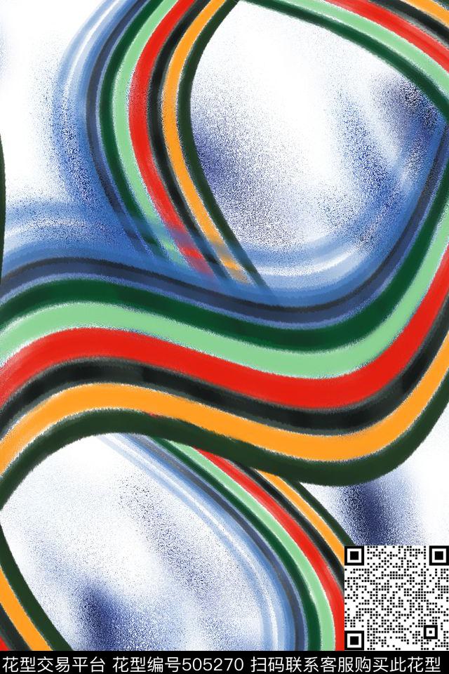 抽象线条手绘数码印花华亿平台下载（图片编号: 505270） - 瓦栏（Walan）