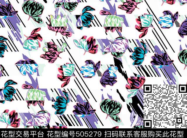 原创花卉优雅数码印花华亿平台下载（图片编号: 505279） - 瓦栏（Walan）