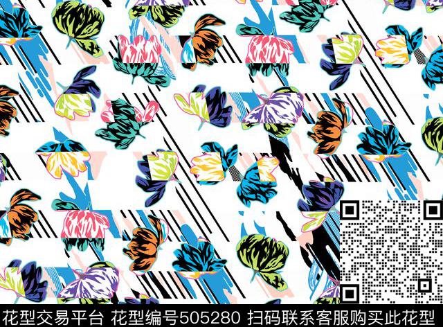 原创花卉优雅数码印花华亿平台下载（图片编号: 505280） - 瓦栏（Walan）