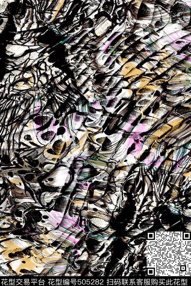 抽象抽象肌理大牌女装数码印花华亿平台下载（图片编号: 505282） - 瓦栏（Walan）