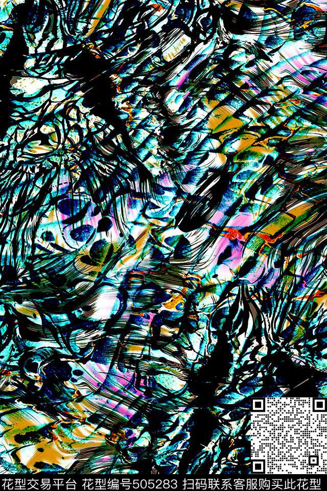 抽象抽象肌理大牌女装数码印花华亿平台下载（图片编号: 505283） - 瓦栏（Walan）