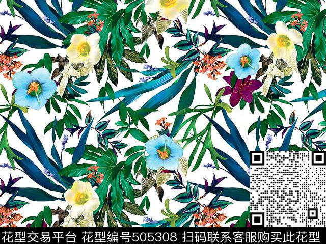 原创植物优雅数码印花华亿平台下载（图片编号: 505308） - 瓦栏（Walan）