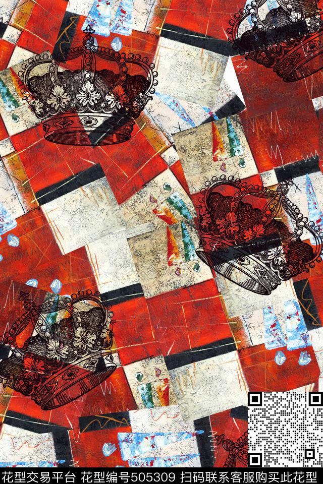 大牌皇冠几何数码印花华亿平台下载（图片编号: 505309） - 瓦栏（Walan）