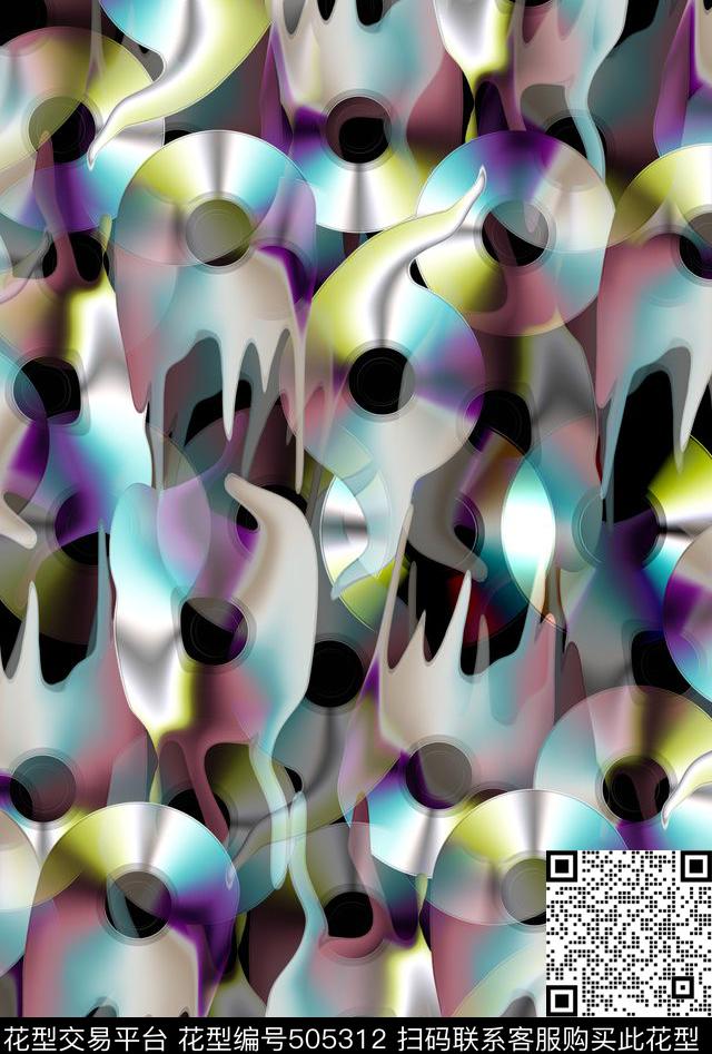 潮流时尚抽象光盘个性创意数码印花华亿平台下载（图片编号: 505312） - 瓦栏（Walan）