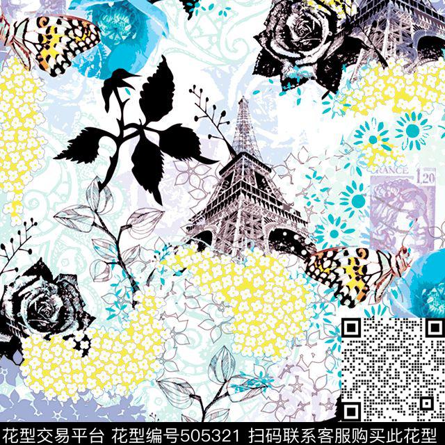 原创花卉优雅数码印花华亿平台下载（图片编号: 505321） - 瓦栏（Walan）