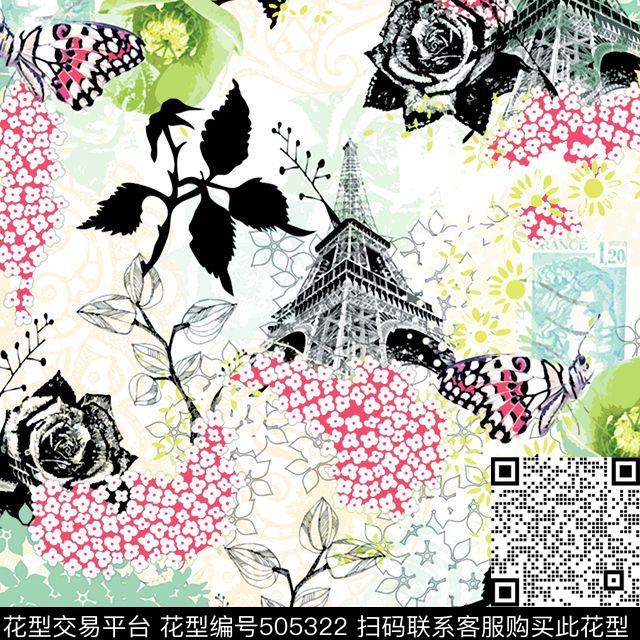 原创花卉优雅数码印花华亿平台下载（图片编号: 505322） - 瓦栏（Walan）