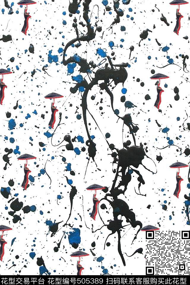 中国风水墨画墨汁数码印花华亿平台下载（图片编号: 505389） - 瓦栏（Walan）