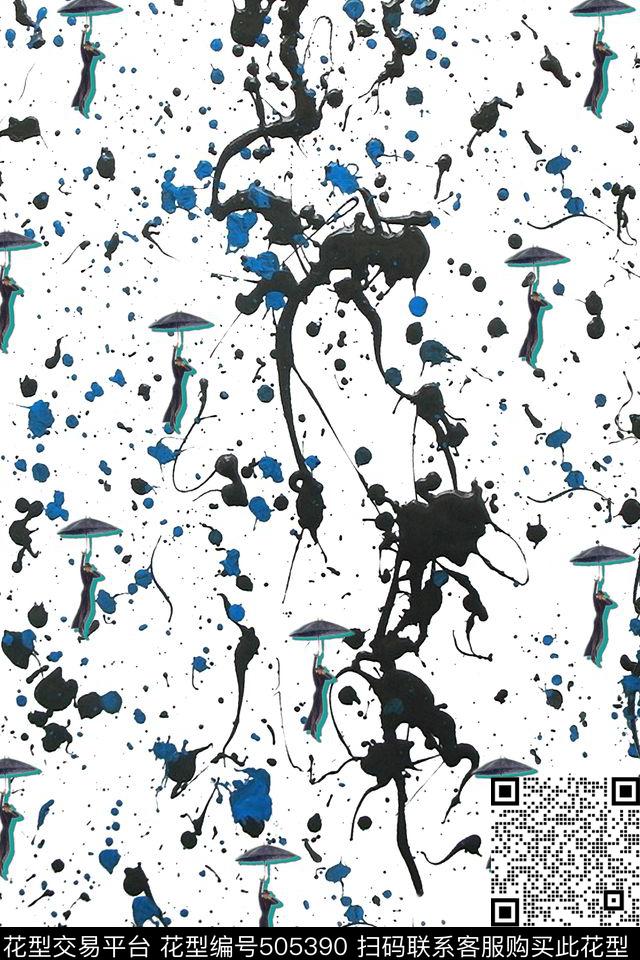 中国风水墨画墨汁数码印花华亿平台下载（图片编号: 505390） - 瓦栏（Walan）